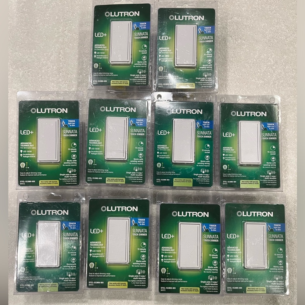 (10 pcs) Lutron Sunnata LED+ Touch Dimmer - White (STCL-153MH-WH) pack may very